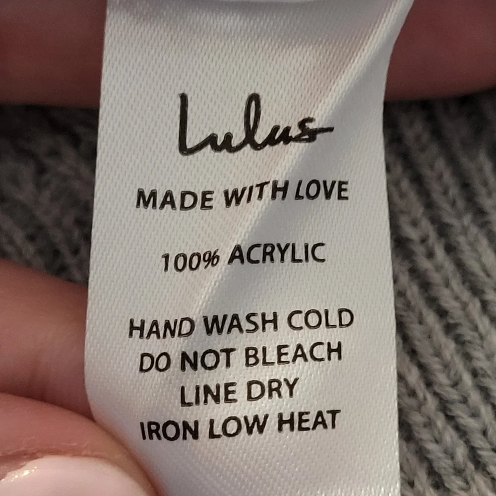 Lulu's | Tea Reader Light Grey Long Sleeve Sweater Dress - Picture 5 of 5